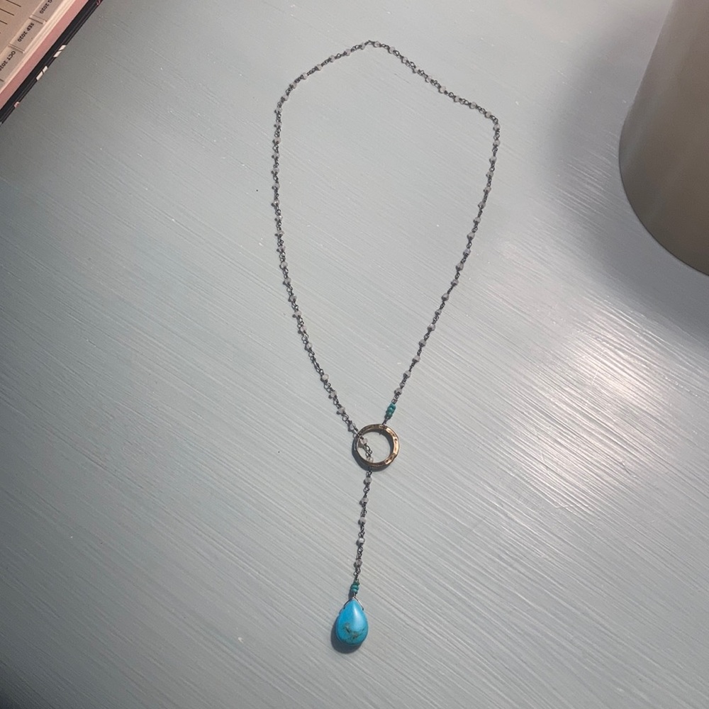 Moonstone turquoise stone necklace Local Eclectic